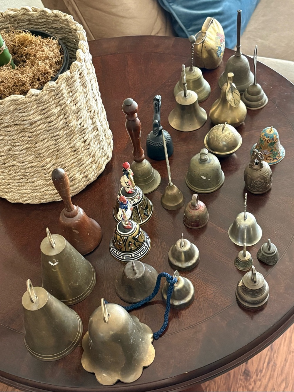 Vintage Brass and Metal Decorative Hand Bells - Assorted Brown and Gold Tones
